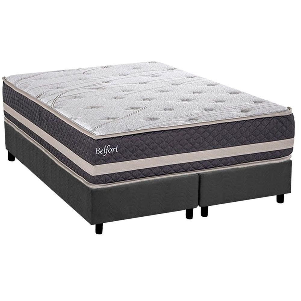 Conjunto Box King: Colchão Espuma Herval AG65 Belfort + Base CRC Suede Gray (193x203)