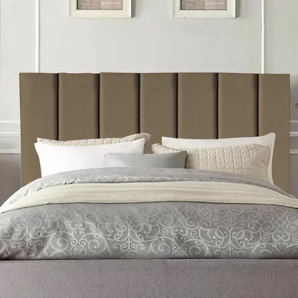 Cabeceira Solteiro Estofada Carla 90cm Em Suede Marrom