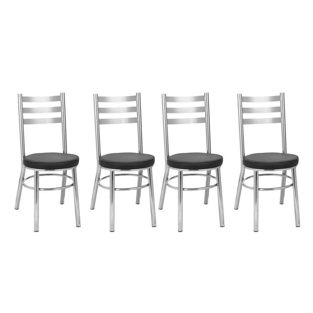 Kit 4 Cadeiras para Sala de Jantar Cc80 Debrum Cromado/Preto