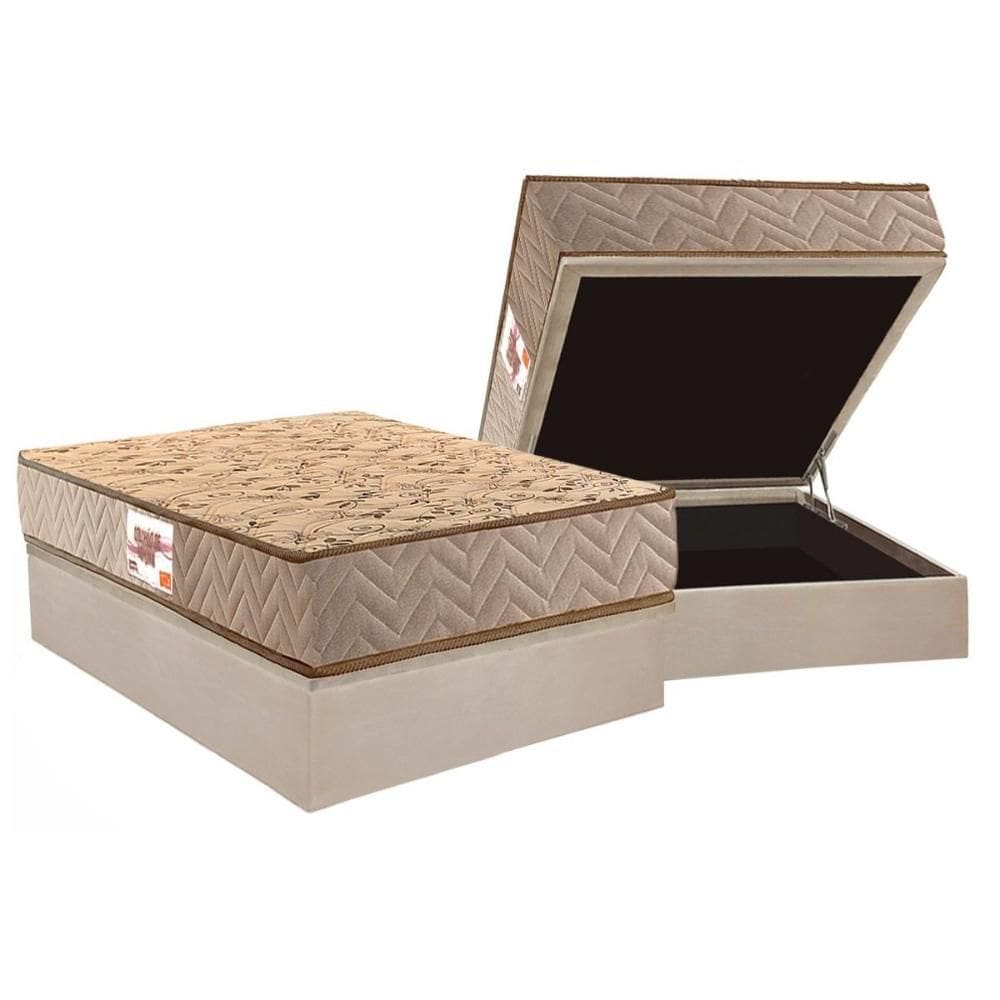 Cama Box Baú Casal: Colchão Ortopédico Paropas D28 AG65 Royalle Clean + Base CRC Suede Clean (138x188)