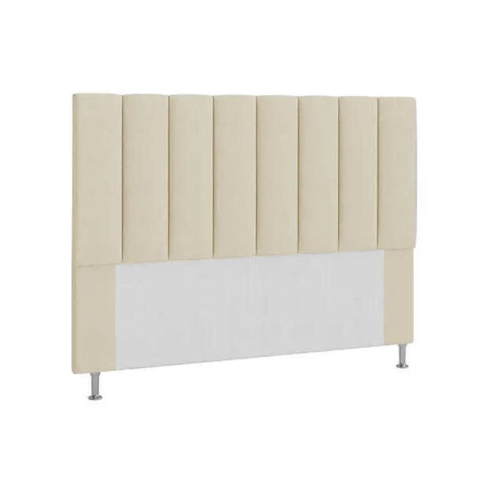 Cabeceira Solteiro Estofada Carla 90cm Em Suede Bege