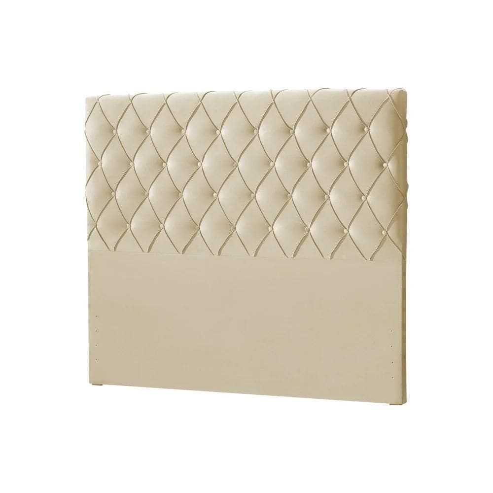 Cabeceira Queen Estofada Chicago Capitonê 160cm Veludo Bege