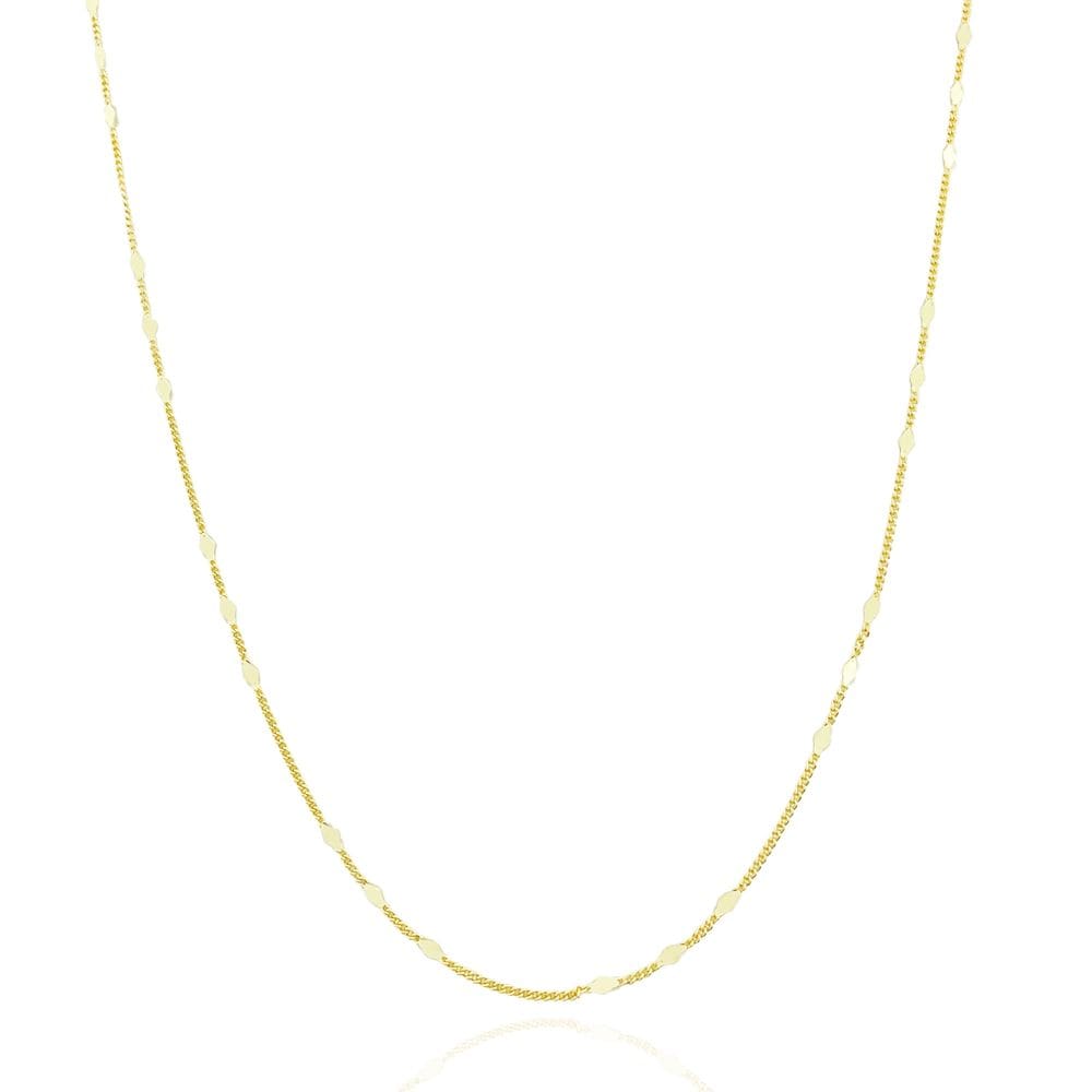 Colar Longo e Mini Losangos Banhado a Ouro