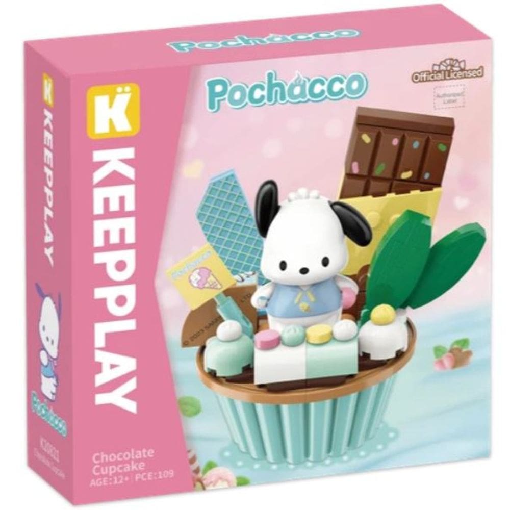Bloco de Montar Keepplay Cupcake Chocolate Pochacco Hello Kitty e Amigos