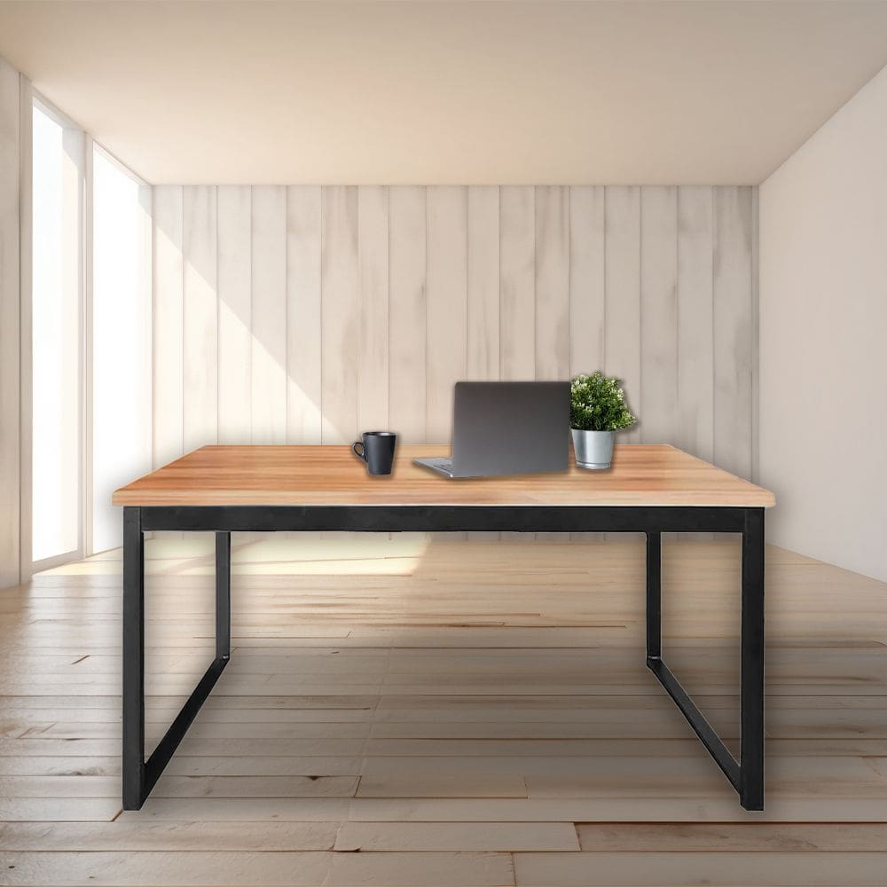 Mesa de Escritório Tampo Grosso Resistente Mdf e Ferro 1,50m Canela/preto