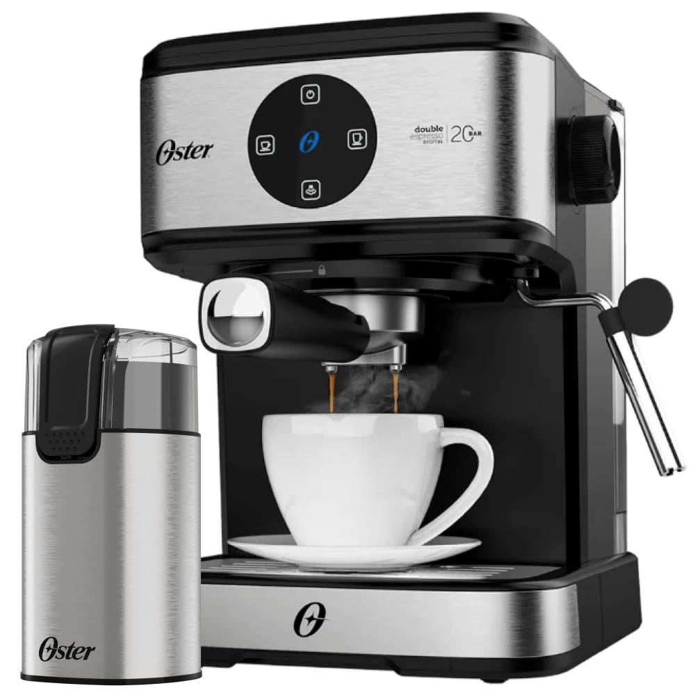 Kit Espresso Oster - Cafeteira Double e Moedor de Café Elétrico Inox
