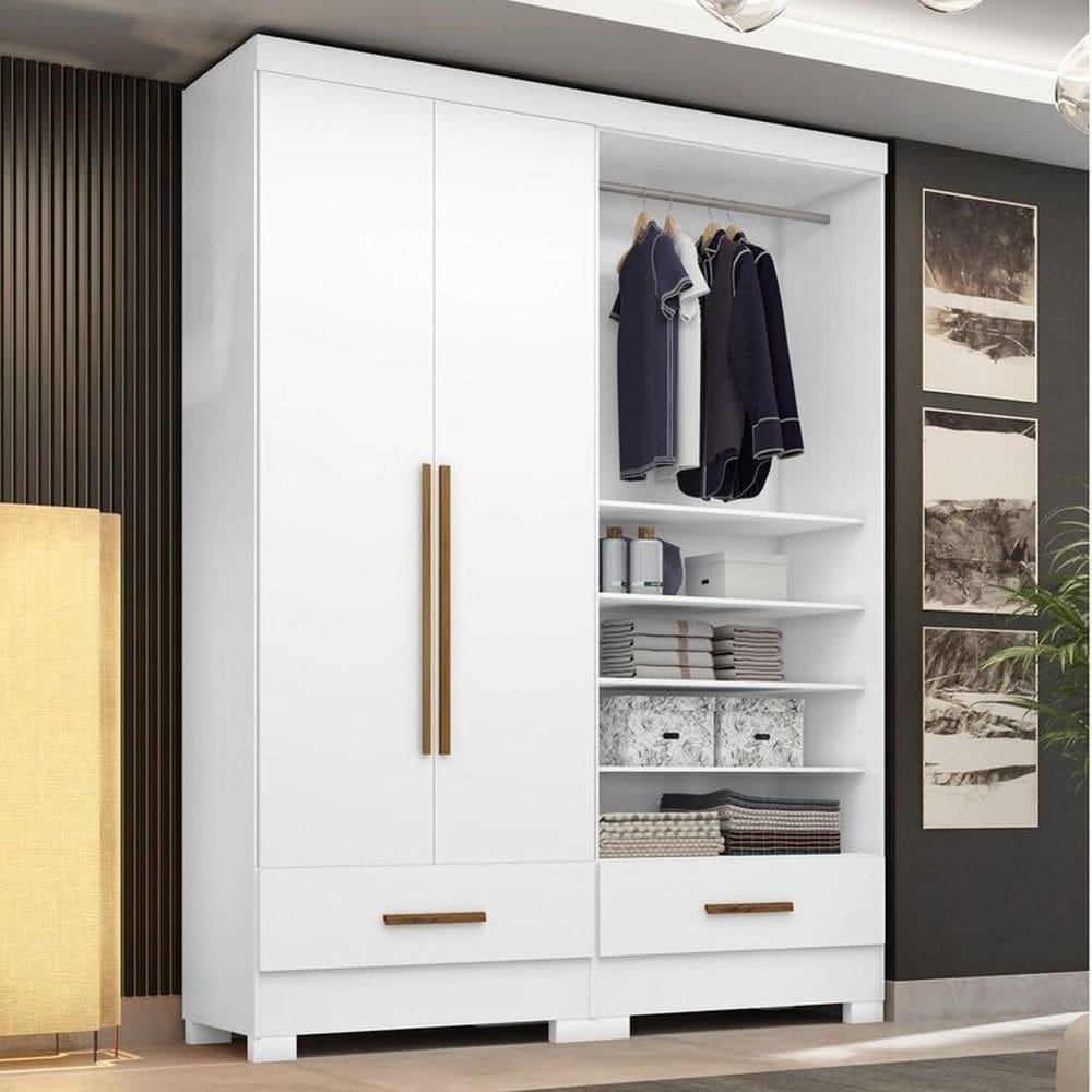 Guarda-roupa Modulado 2 Peças 2 Portas 2 Gavetas Smart Plus Branco