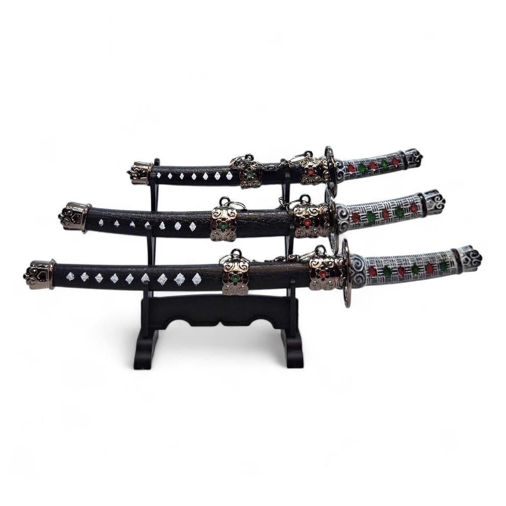 Kit 3 Katanas Espadas Enfeite Samurai Decorativas Detalhadas