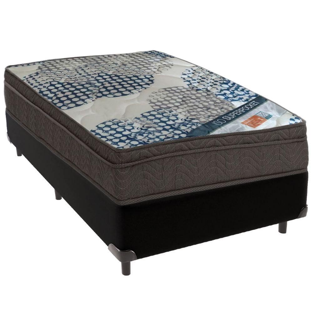 Cama Box Preto E Colchão Iso Molas Ensacadas Molas Ensacadas Solteiro Ortobom