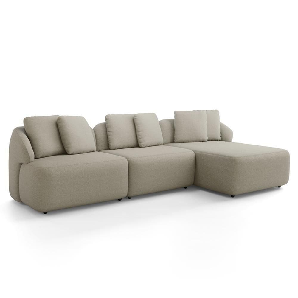 Sofá 3 Lugares Com Chaise Direito Sala Living 254cm Arlo F04 Linho Bege - Lyam Decor