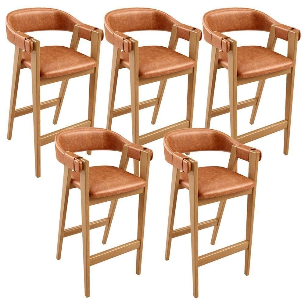 Kit 05 Banquetas Alta Bar Cozinha Sala De Jantar Bar Nadja L02 Couríssimo Camel - Lyam Decor