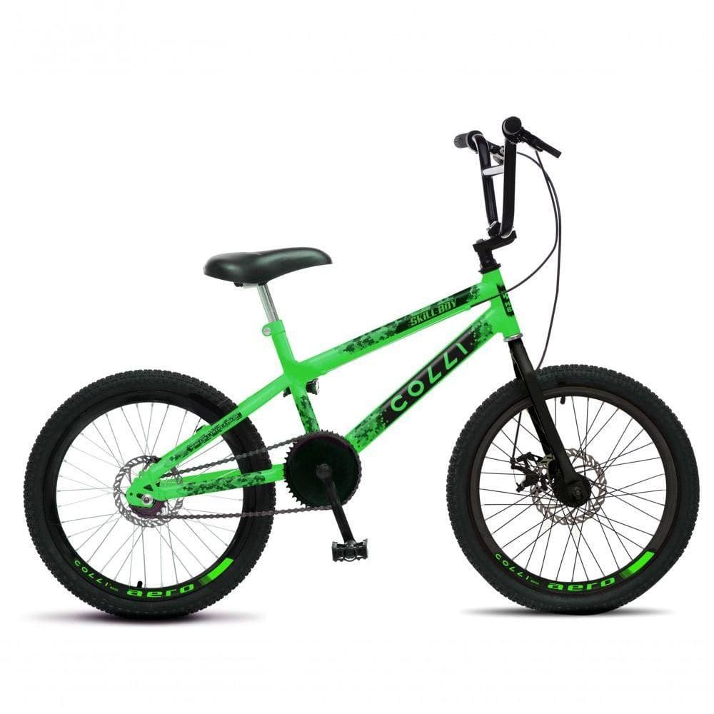 Bicicleta Colli Skill Boy Aro 20 Aero Guidão Cross Bmx Tam 14 Freios A Disco Verde