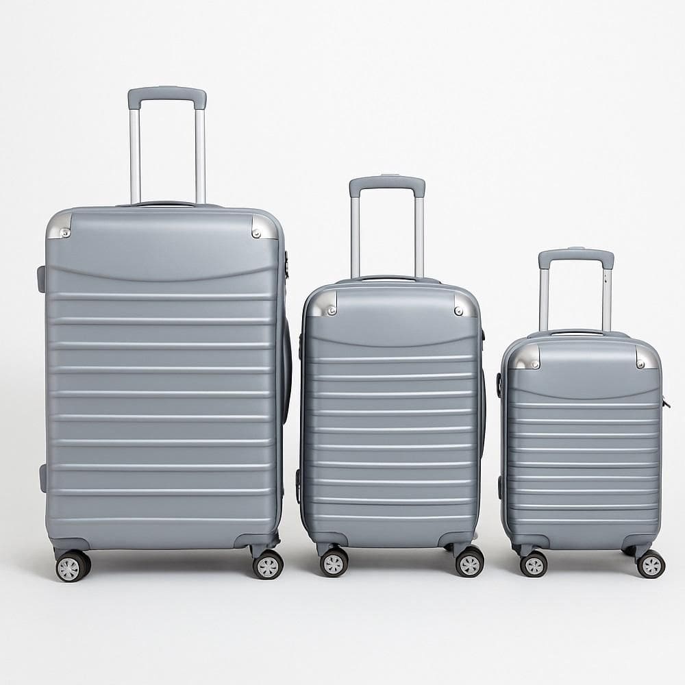 Conjunto Mala De Viagem Abs Rigidas 3 Tamanhos P M G Bordo Rodinhas 360 Giratoria Cadeado Segredo Senha Segurança Luxo C