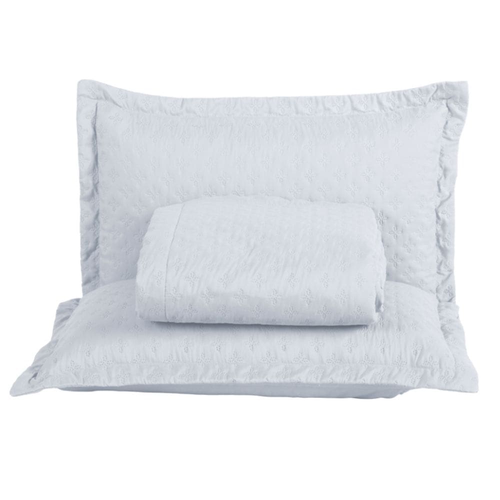 Kit Cobre Leito Colcha Atualle Queen Dupla Face Microfibra 3 Peças - Branco