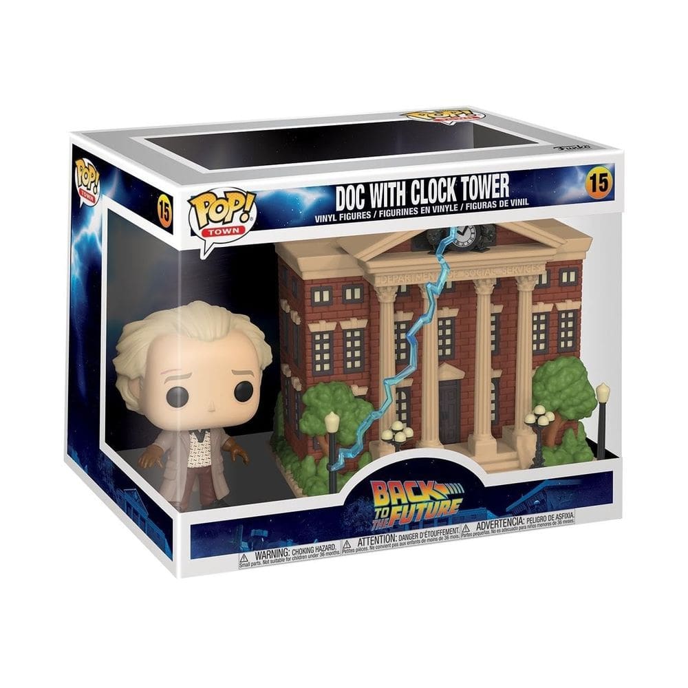 Boneco de vinil Funko Pop! Cidade de volta ao futuro Doc com relógio