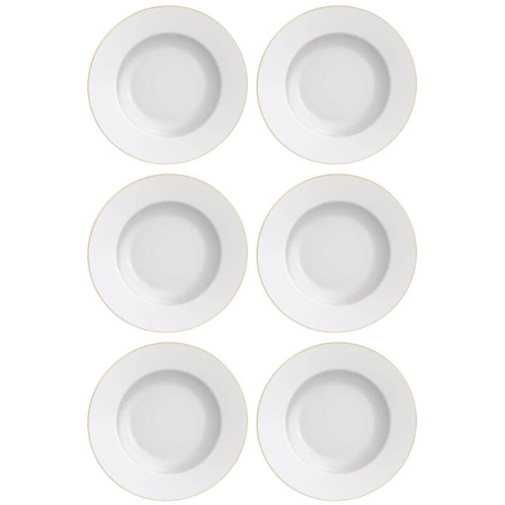 Conjunto 6 Pratos em Porcelana para Pão Tramontina Elisa 17cm Borda Dourada Pão Jantar Almoço