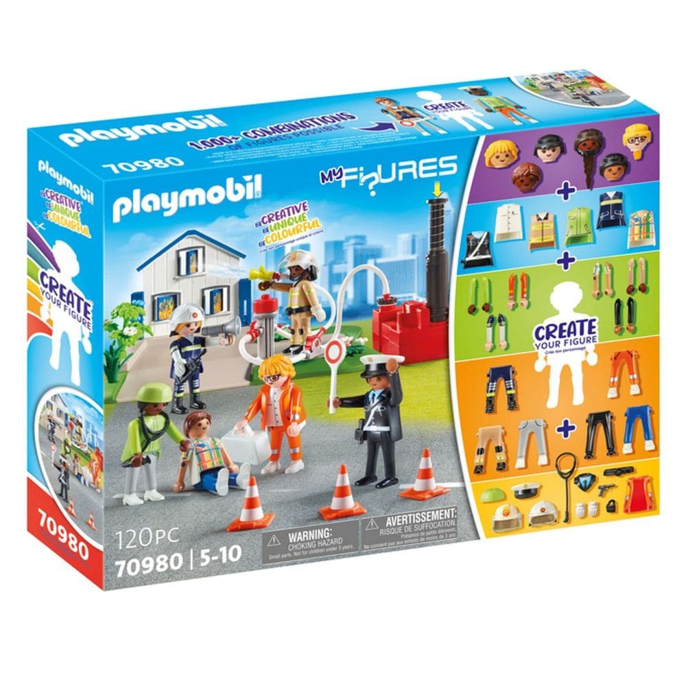 Missão de resgate Toy Playmobil My Figures com bombeiro e médico