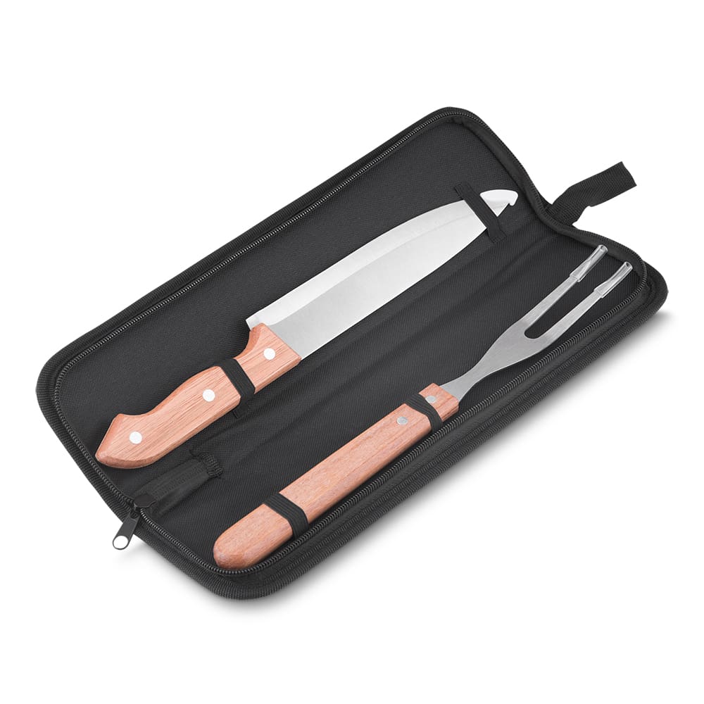 Kit para Churrasco Garfo e Faca com Case Preta