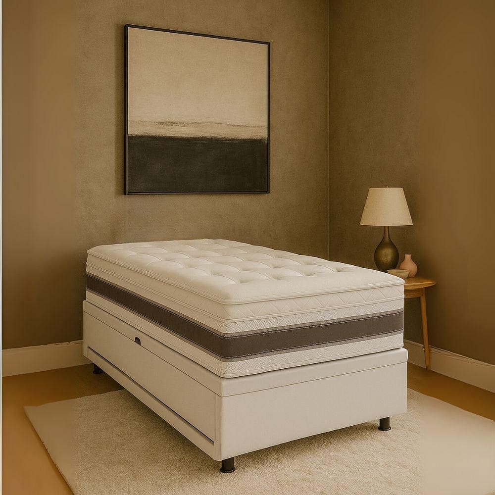 Base Cama Box Solteiro Com Baú E Cama Auxiliar Branco