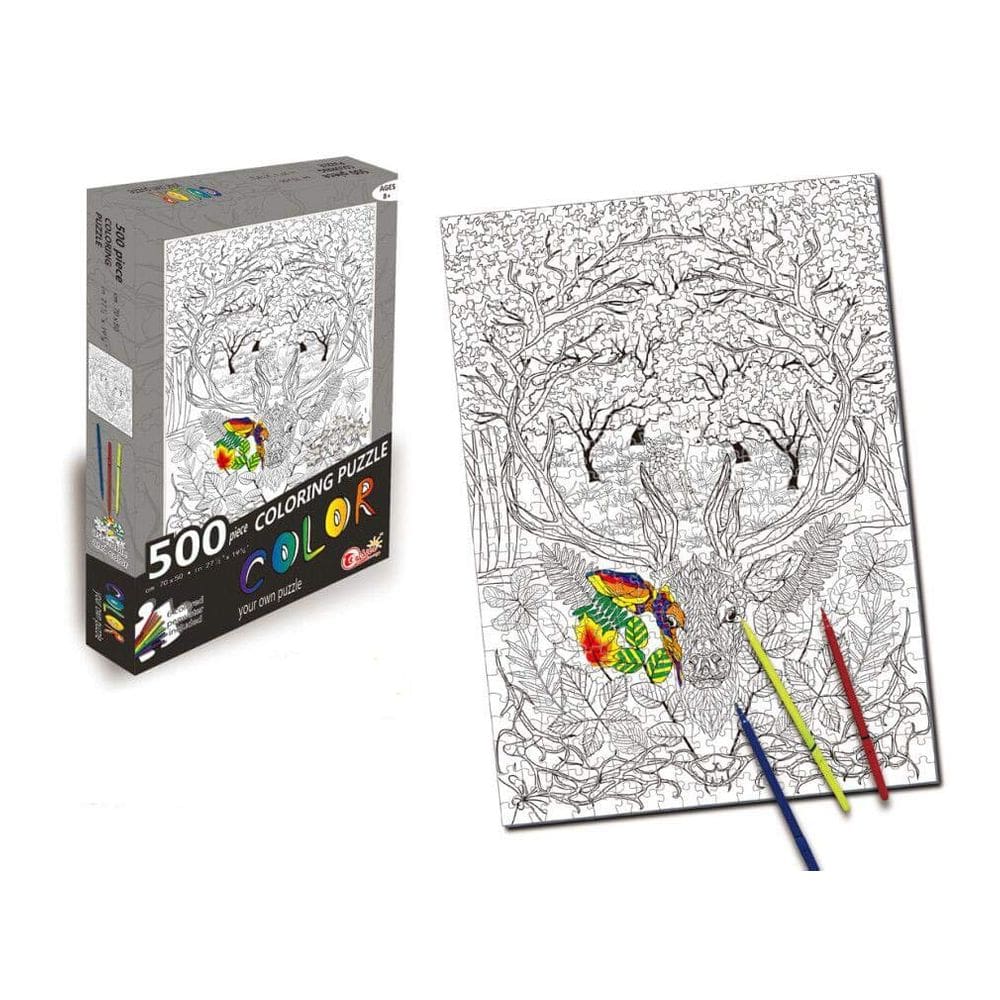 Quebra-cabeça para colorir Deer 500 peças + 6 marcadores