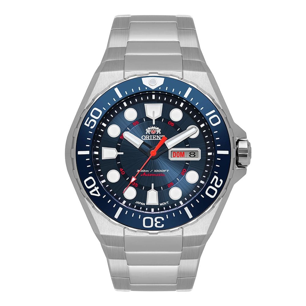 Relógio ORIENT masculino prata azul F49SS035 D1SX