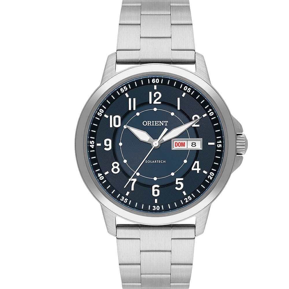 Relógio ORIENT masculino analógico prata azul MBSS1508 D2SX