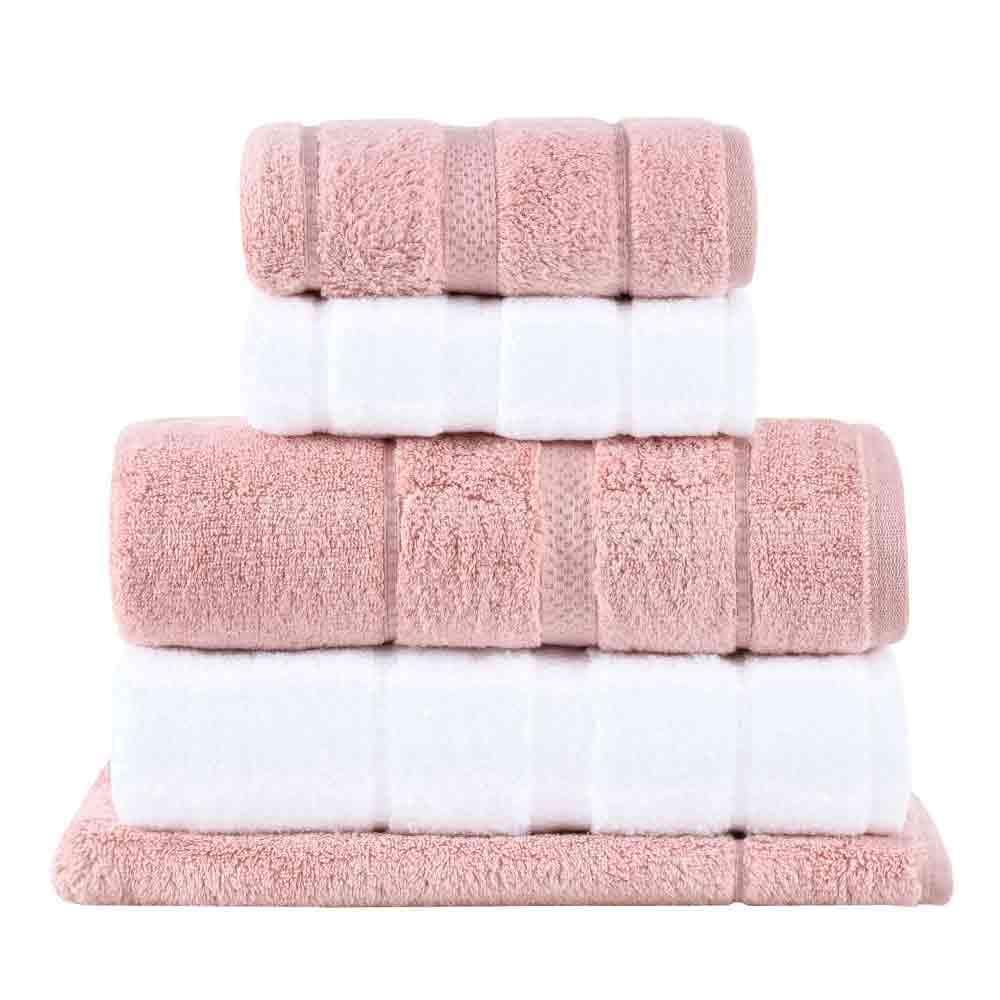 Jogo de Toalhas de Banho Gigante com 05 Peças Vision Dual Air Branca e  Rosa - Buddemeyer