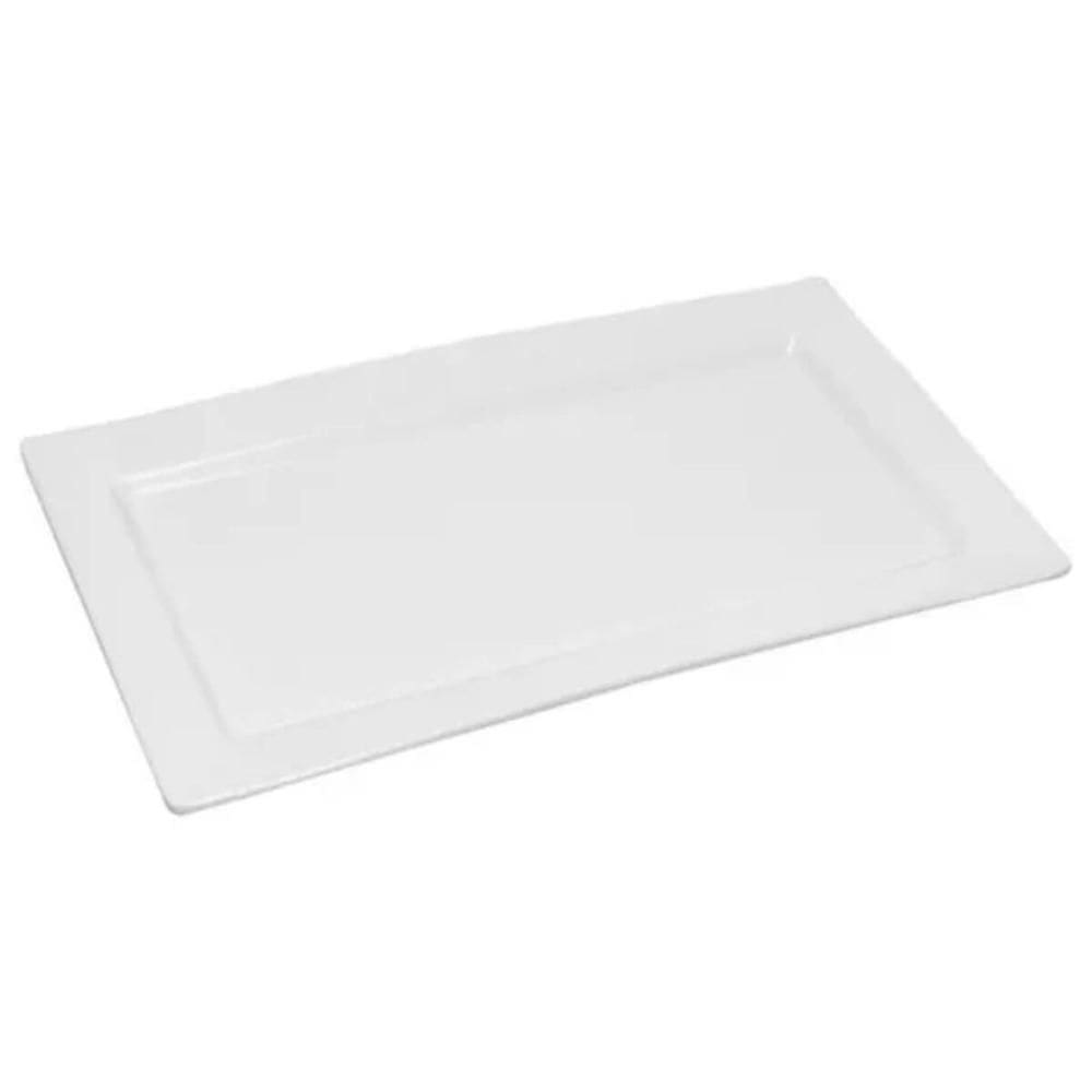 12 Travessas Rasa Melamina Branca 35x20cm Bandeja Servir Lan