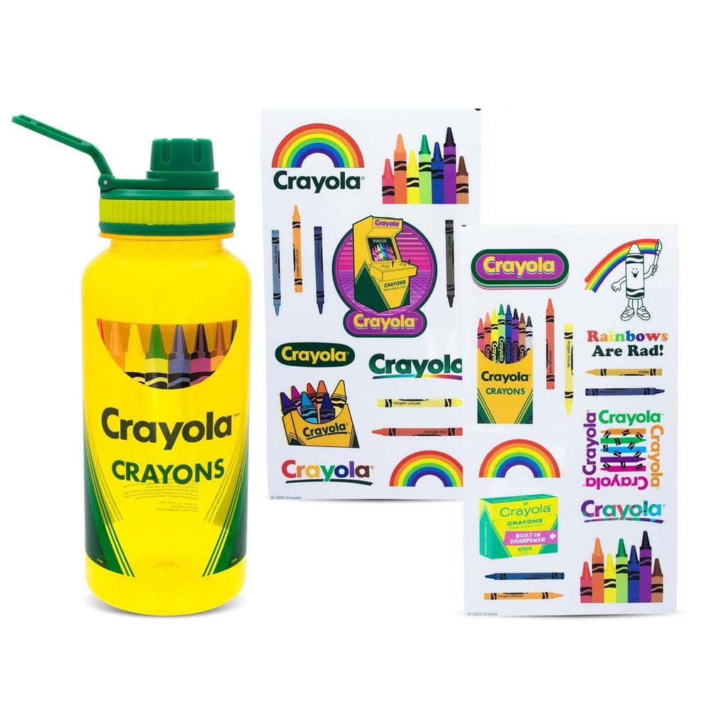 Garrafa de água Silver Buffalo Crayola Crayon Box 1L com adesivo