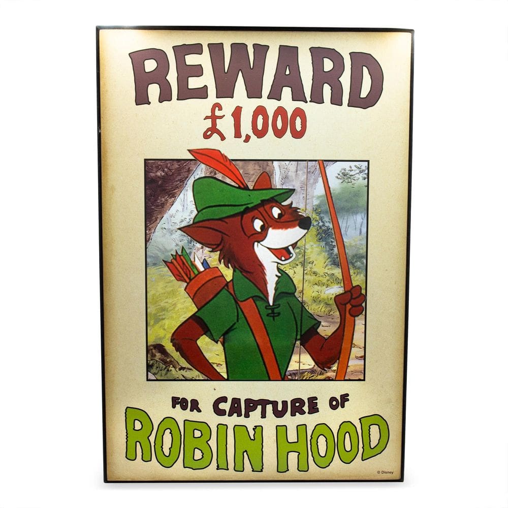 Pôster Disney Robin Hood Reward em madeira para arte de parede