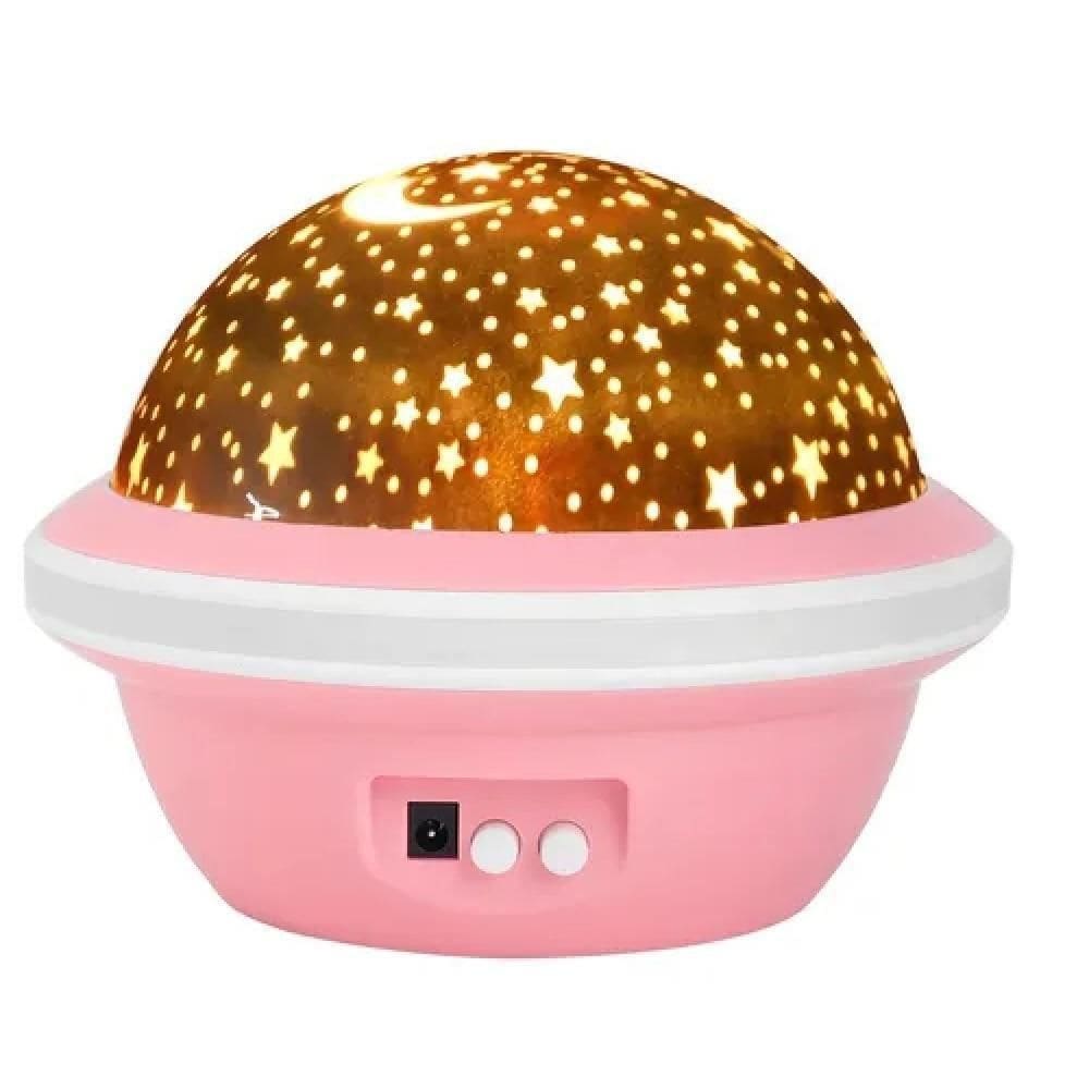 Luminaria Abajur Multicores Projecao Giratoria Estrelas Lua Para Decorar Quartos Cupula Galaxia Rosa