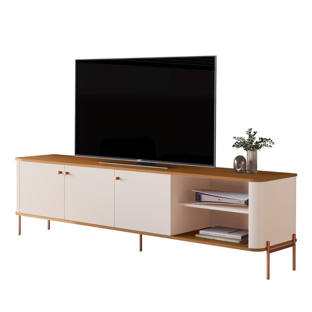 Rack Bancada Tucupí 180cm para TV até 75” com Pés de Metal