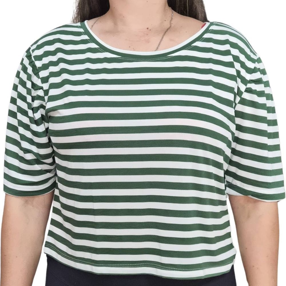 Blusa Feminina Malha Listrada Marcia Piovan Plus Size