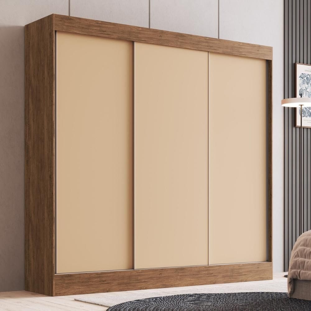 Guarda-Roupa Casal 3 Portas de Correr 4 Gavetas Multimóveis CR35384