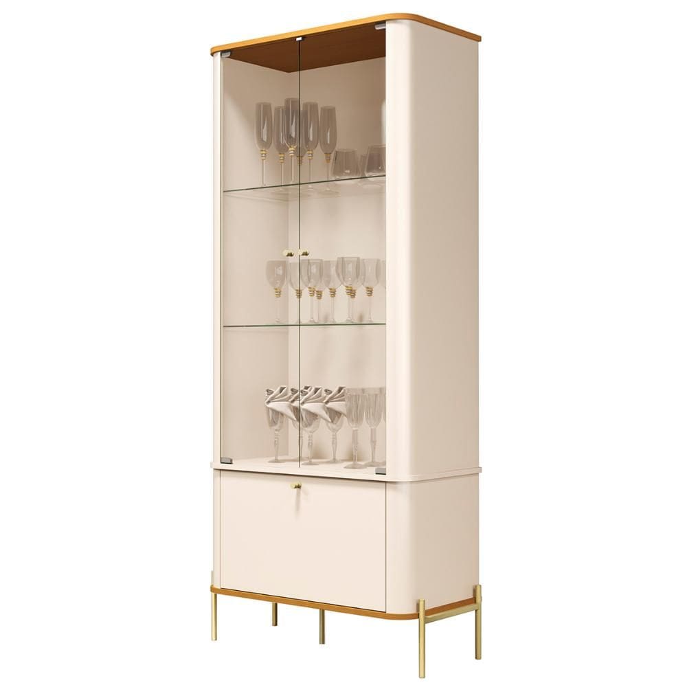 Cristaleira Sala de Estar Tucupí com 3 Portas e Pés de Metal