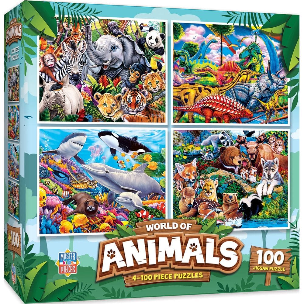 Conjunto de quebra-cabeças MasterPieces World of Animals 6+ Years 100 unidades