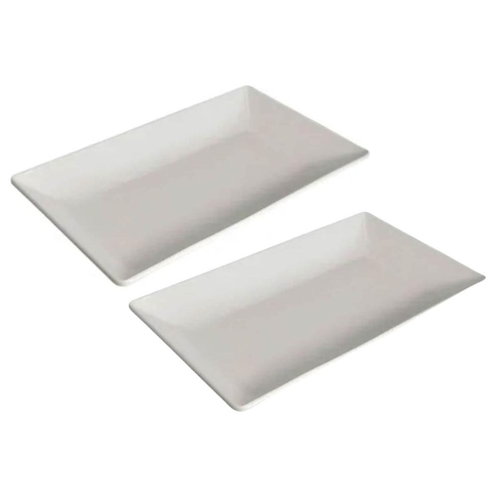 Kit 2 Travessas Melamina Branca 35x22,5cm Wolff Cozinha Bandeja Servir Porções Retangular