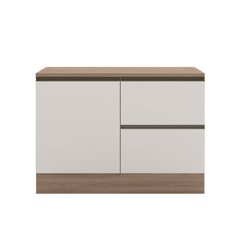Balcão de Pia Deslocada 1 Portas 3 Gavetas (Com Tampo) 120cm Etna Carvalho Oak Off White - SSX Multicoisas