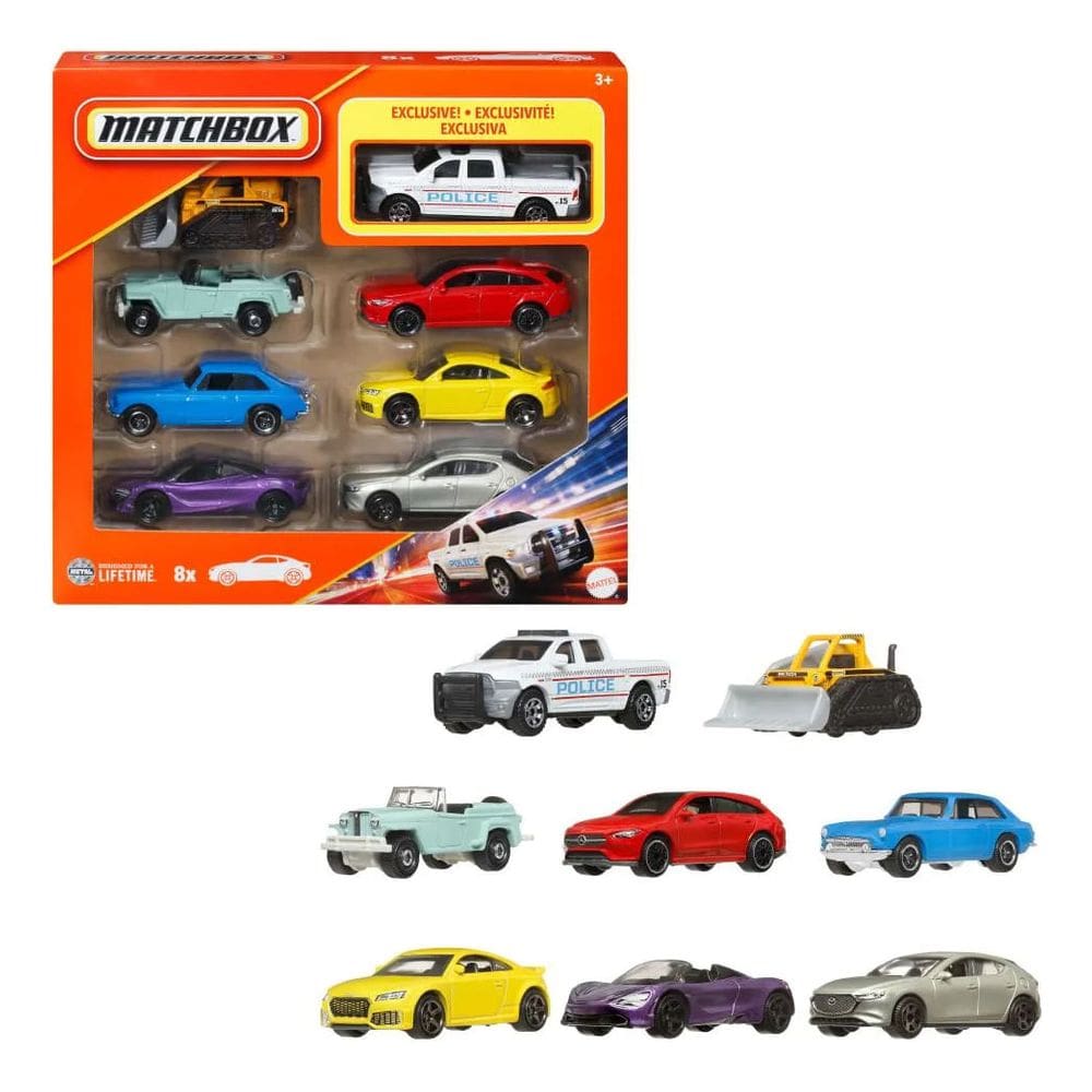 Carrinho - Matchbox Policia Com 8 Carros MATTEL