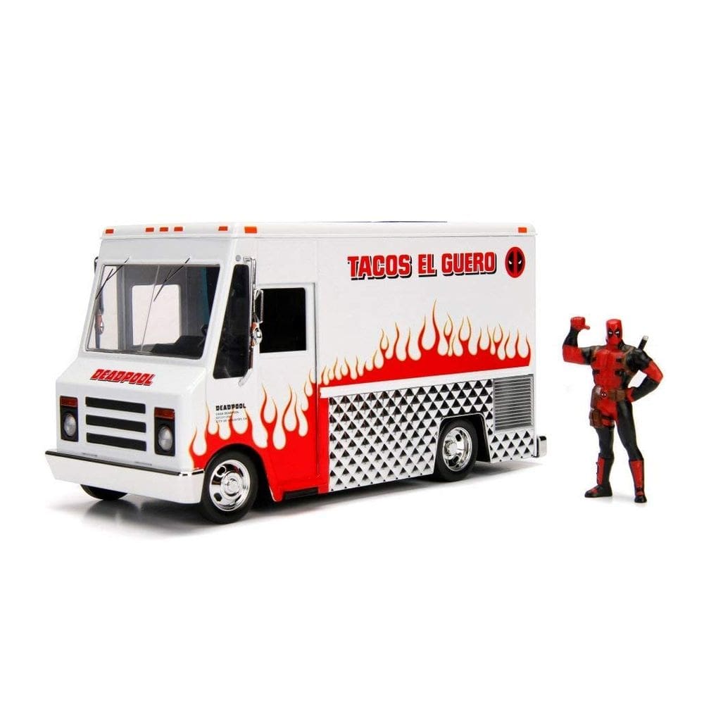Carro fundido sob pressão Jada Toys Marvel Deadpool e Taco Truck em escala 1:24