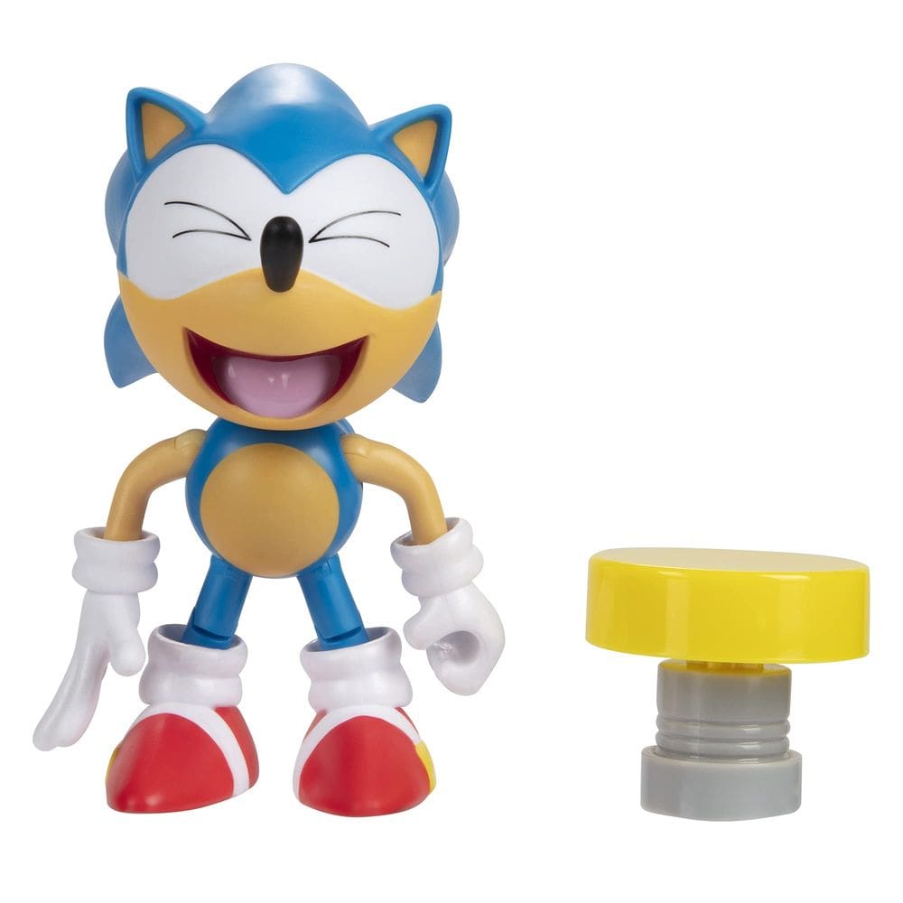 Boneco de ação Sonic The Hedgehog Classic Sonic de 10 cm com mola