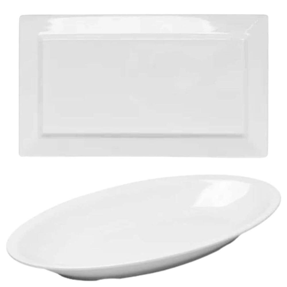 Kit Travessa Melamina Branca Oval 45x24cm Retangular 35x20cm