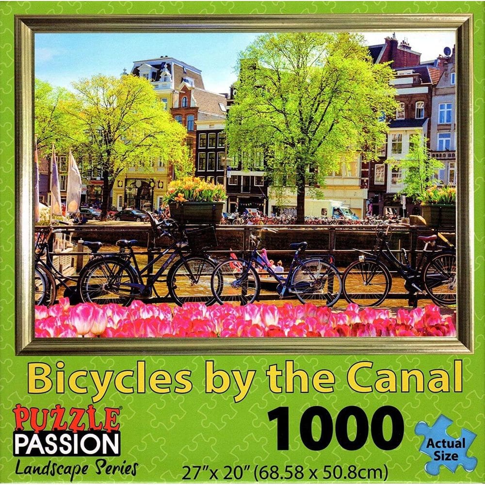 Quebra-cabeça Guoml Puzzle Passion Bicycles By The Canal 1000 unidades