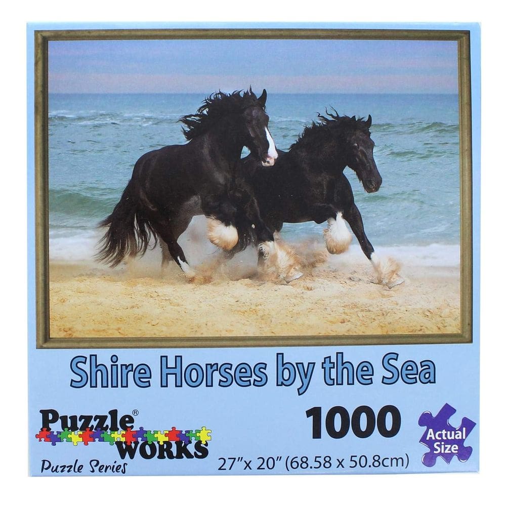 Quebra-cabeça Puzzleworks Shire Horses by The Sea 1000 peças