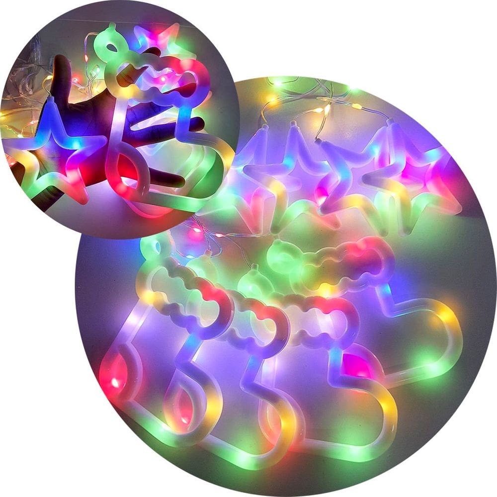 Pisca Cascata Bota Meia Natal 95 LEDs Colorido 110v-220v 3M
