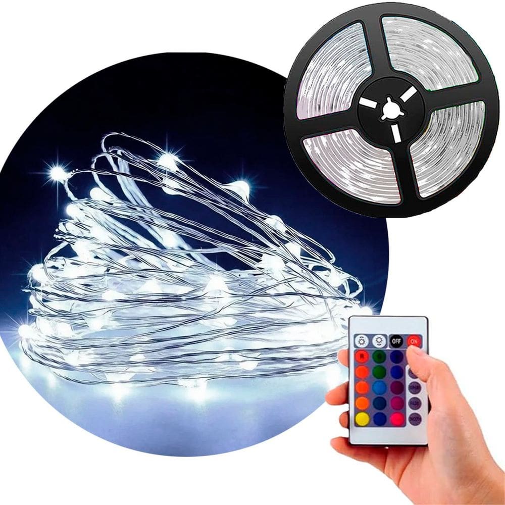 Fio de Fada LEDs Branco 100 Lâmpadas Musical Natal USB 10M