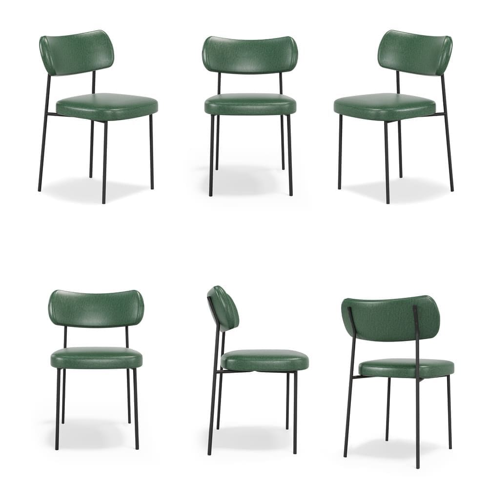 Conjuto 6 Cadeiras Fixa Escritório Stela Courino Verde - Vallisa Decor