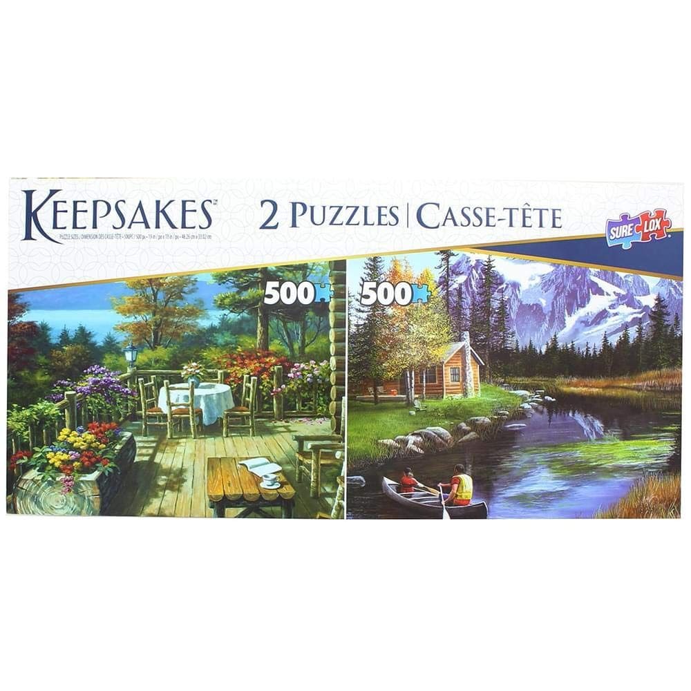 Puzzle Sure-Lox Keepsakes, 2 500 peças, cabine longa, varanda e canoa de montanha