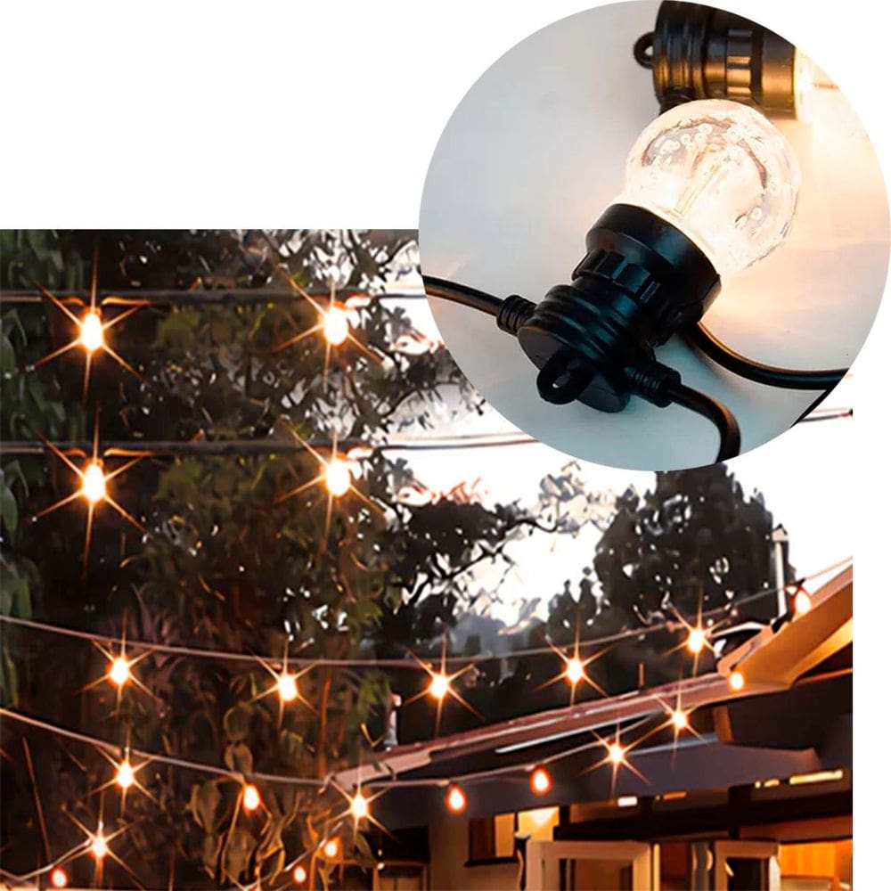 Pisca Varal Cordão Solar Natal 10 Lâmpadas LEDs Amarelo 5M