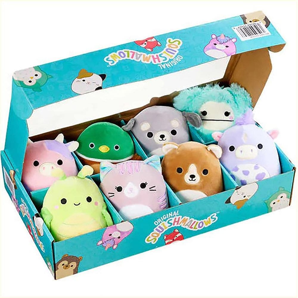 Conjunto de caixas de squishmallows de animais de pelúcia de 8 a 13 cm, 5 favoritos